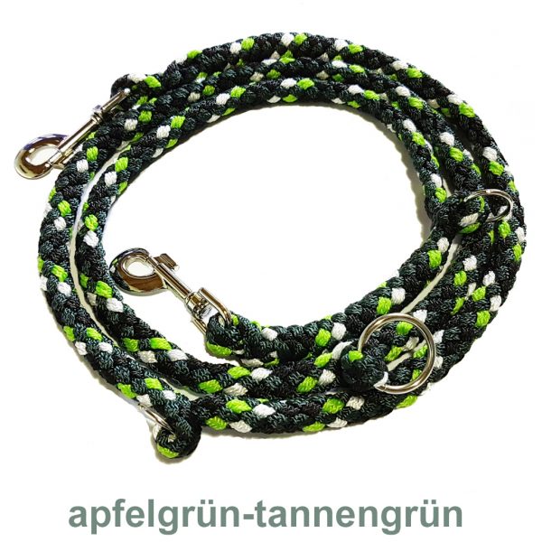 Hundeleine für große Hunde 2m geflochten apfelgrün-tannengrün